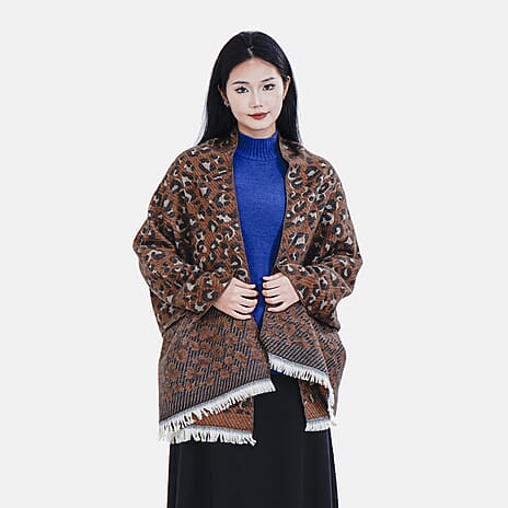 Closeout Deal Leopard Pattern Super Soft Shawl (One Size, 200x68cm) - Brown