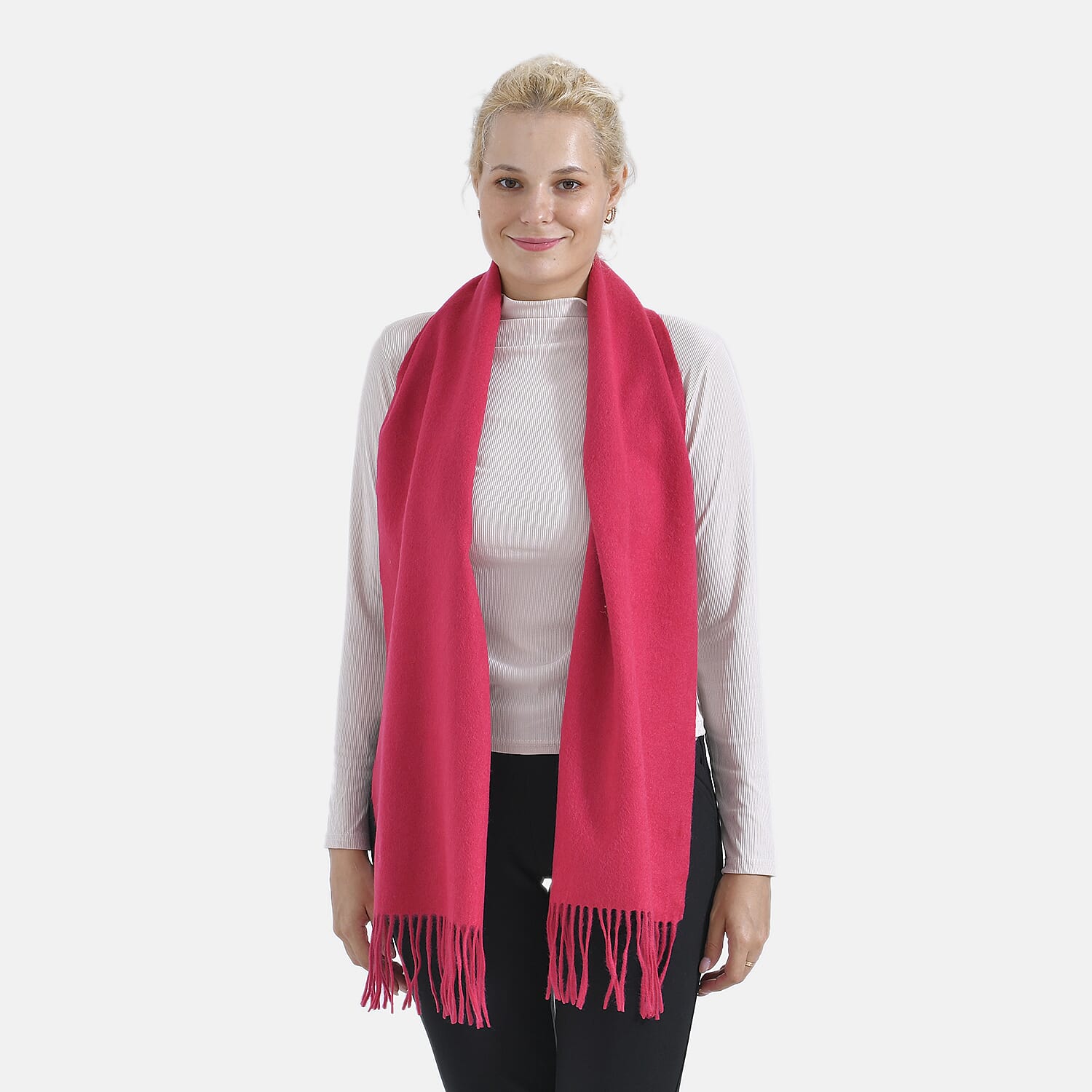 100-Finely-Woven-Wool-Scarf-Red