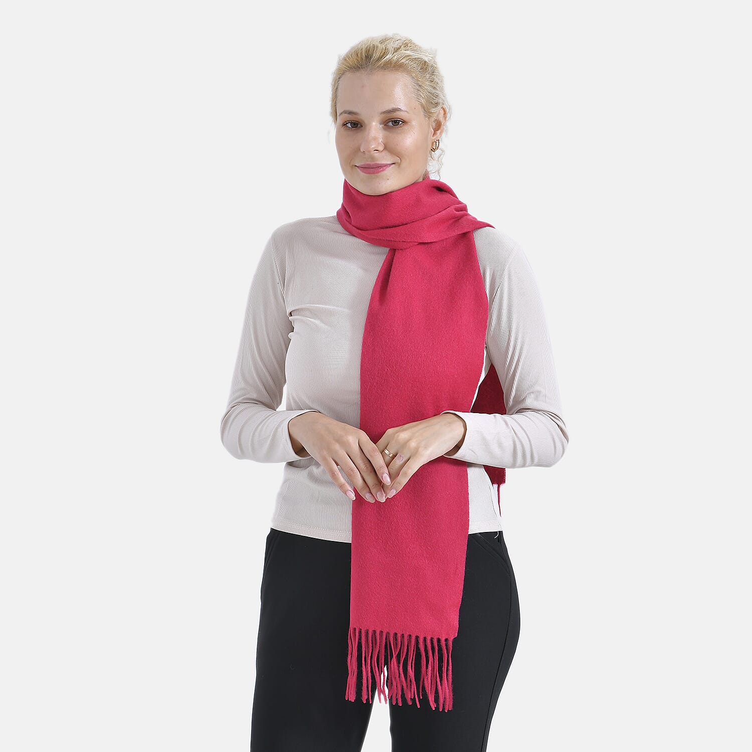 100-Finely-Woven-Wool-Scarf-Red