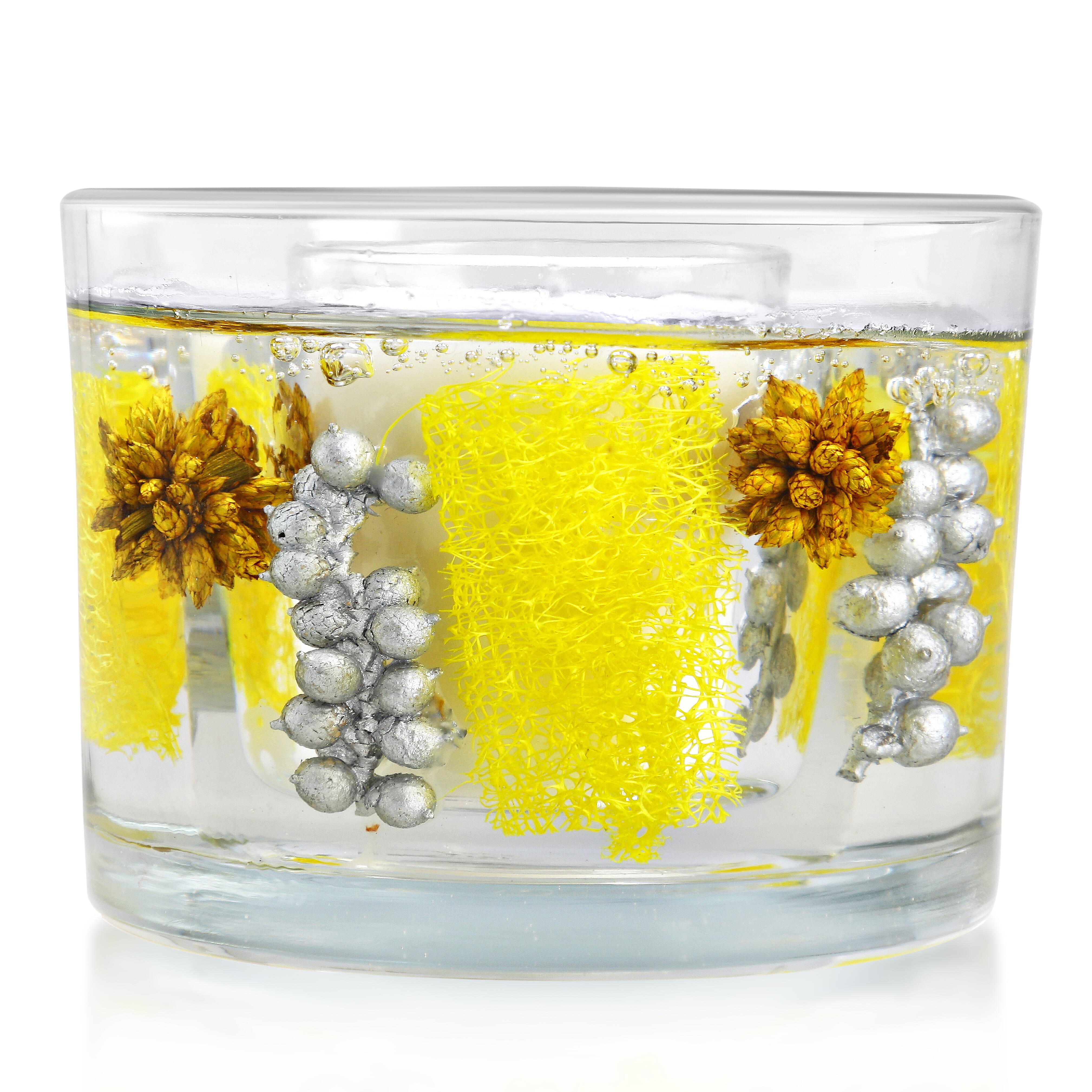 Decorative Gel Candle with Glowing Effect and Embedded Flowers (200g) 