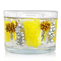 Decorative Gel Candle with Glowing Effect and Embedded Flowers (200g) - Citronella