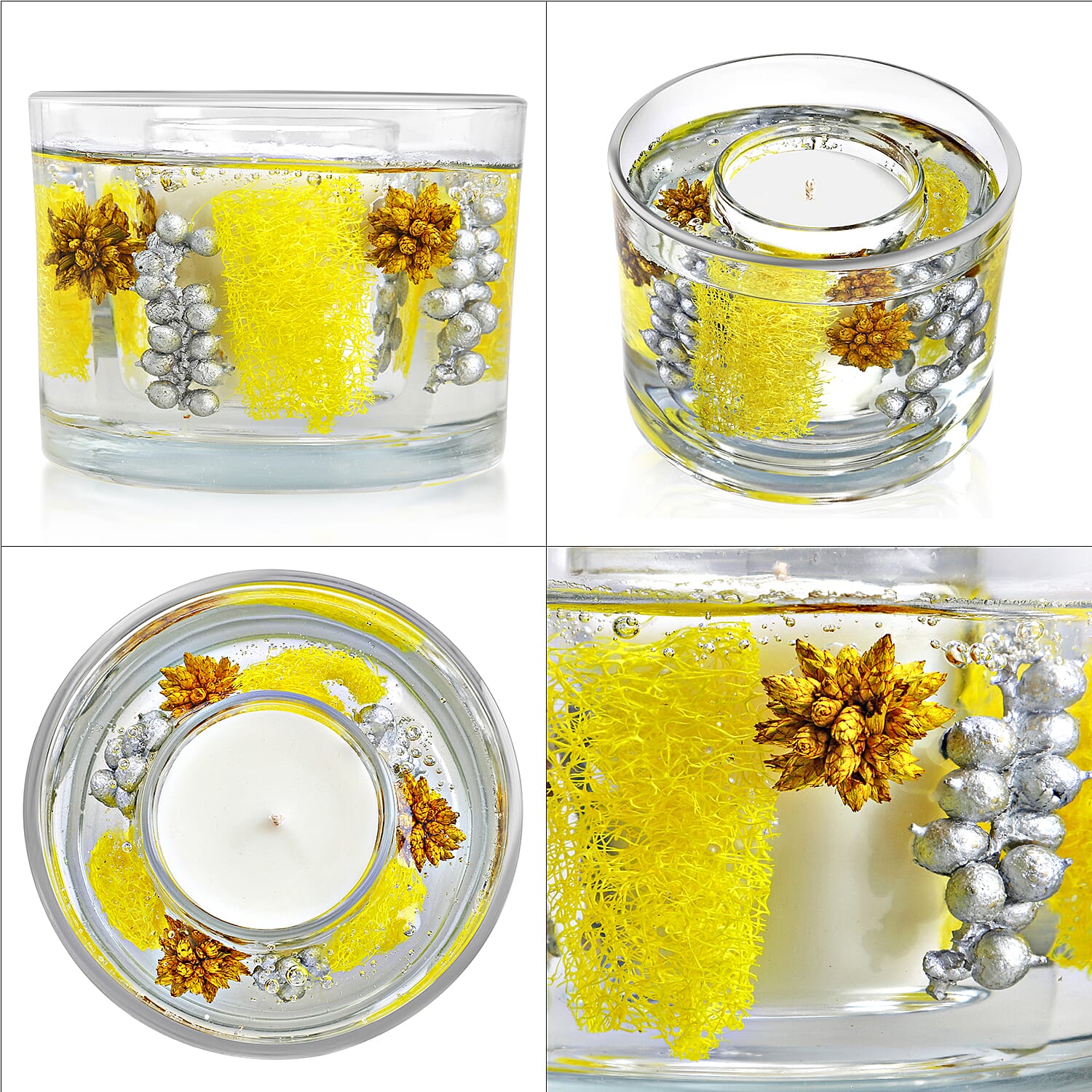 Decorative Gel Candle with Glowing Effect and Embedded Flowers (200g) 