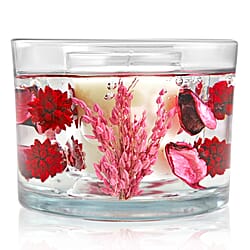 Decorative Gel Candle with Glowing Effect and Embedded Flowers (200g) - Citronella