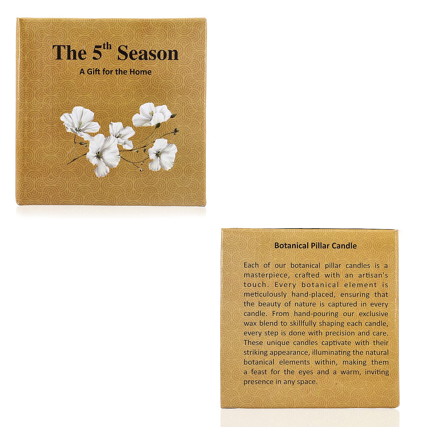 Botanical Pillar Candle with Floral Design (440 Gms) - Multi Colour - 440gms (Burn time - 60Hrs)