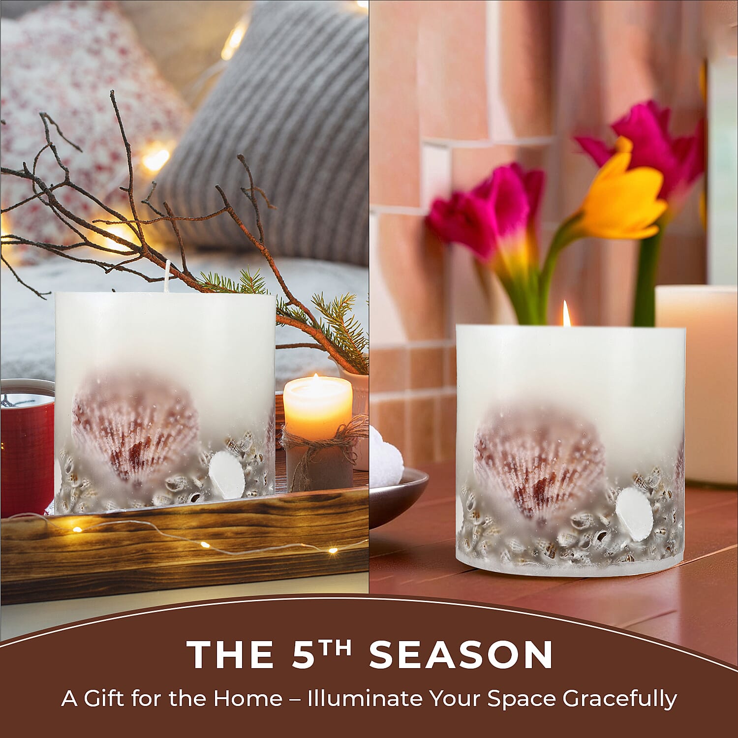 Botanical Pillar Candles with Floral Design (440 Gms) - Multi Color