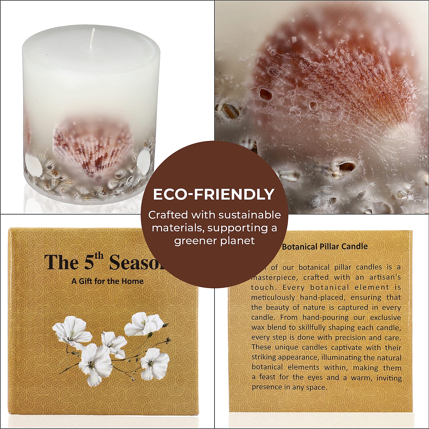 Botanical Pillar Candles with Floral Design (440 Gms) - Multi Color