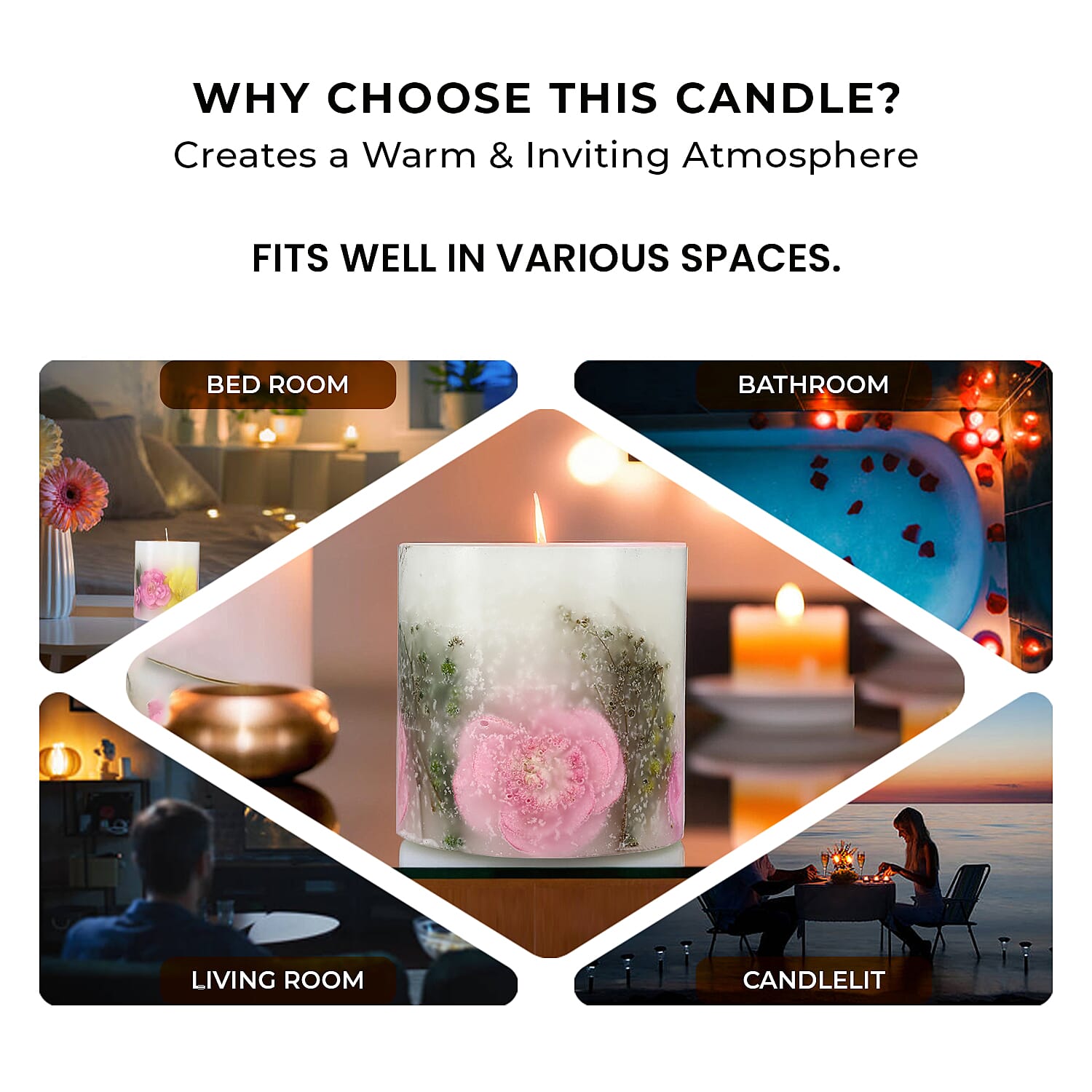 Botanical Pillar Candles with floral design (440 Gms) - Multi Color