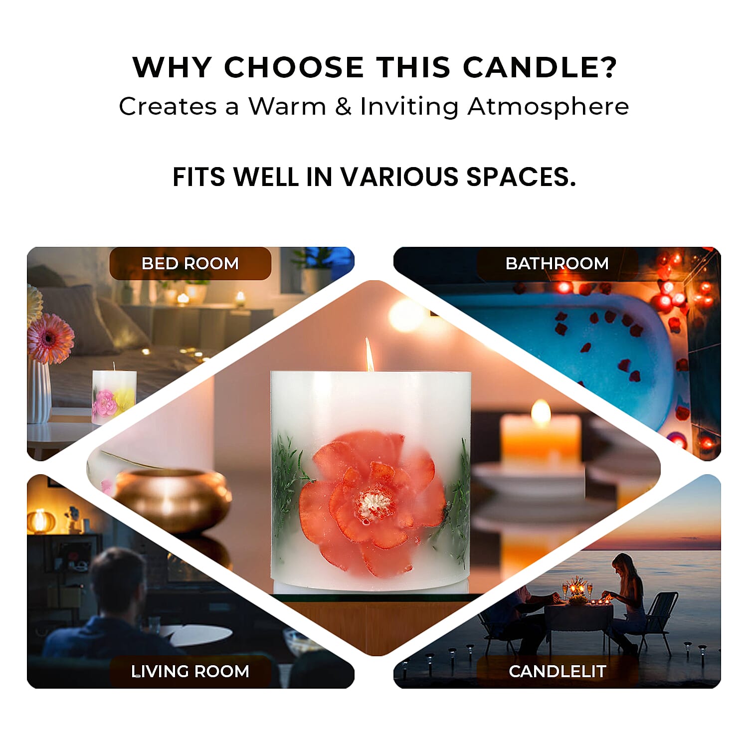 Botanical Pillar Candles with floral design (440 Gms) - Multi Color