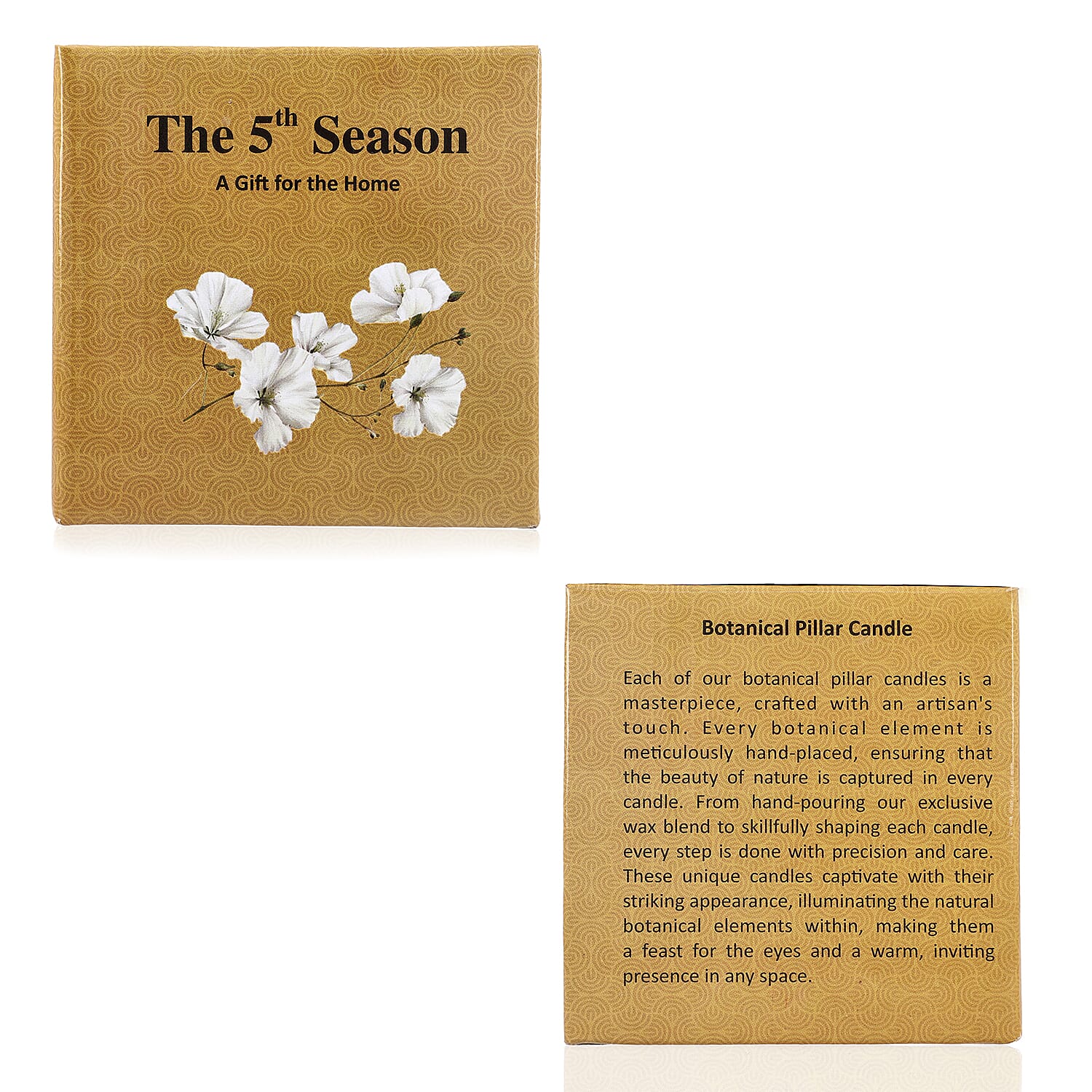 Botanical Pillar Candles with floral design (440 Gms) - Multi Color