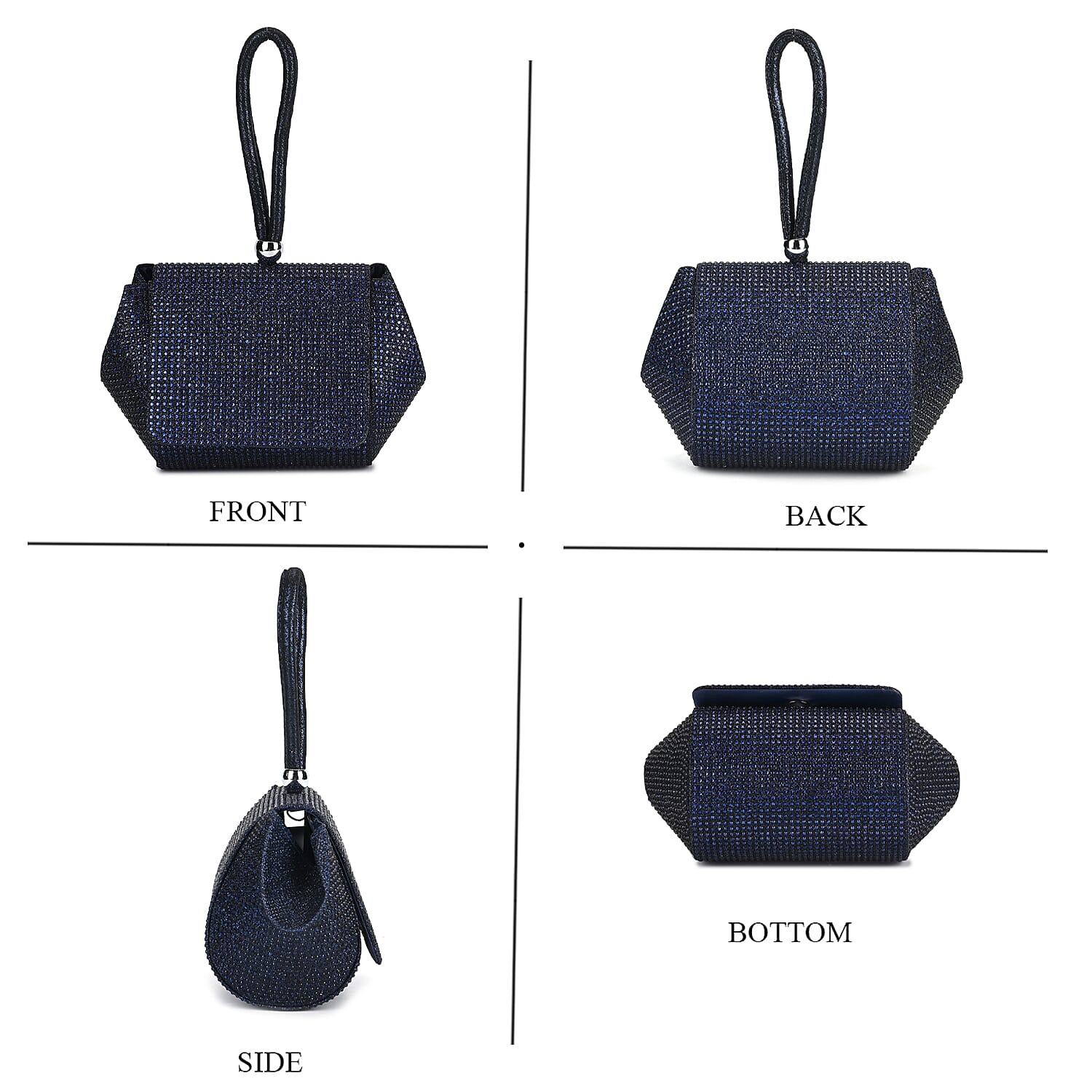 Crystal Clutch Bag - Navy