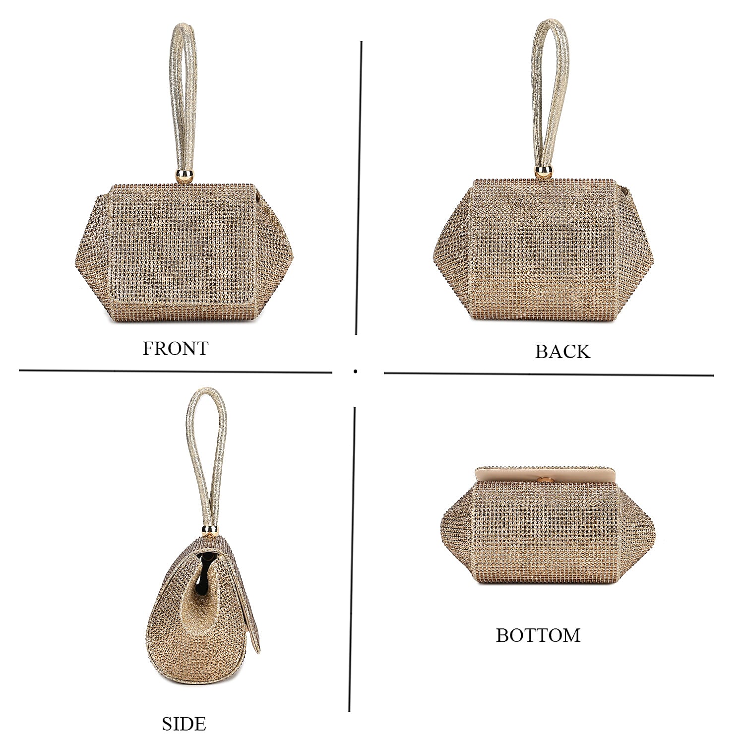 Crystal Clutch Bag -  Gold