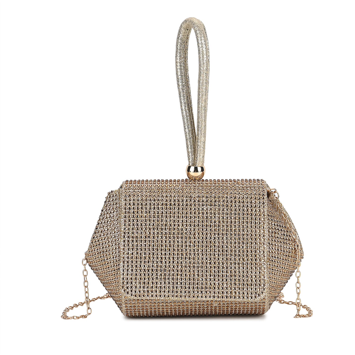 Gold fashion crystal clutch bag