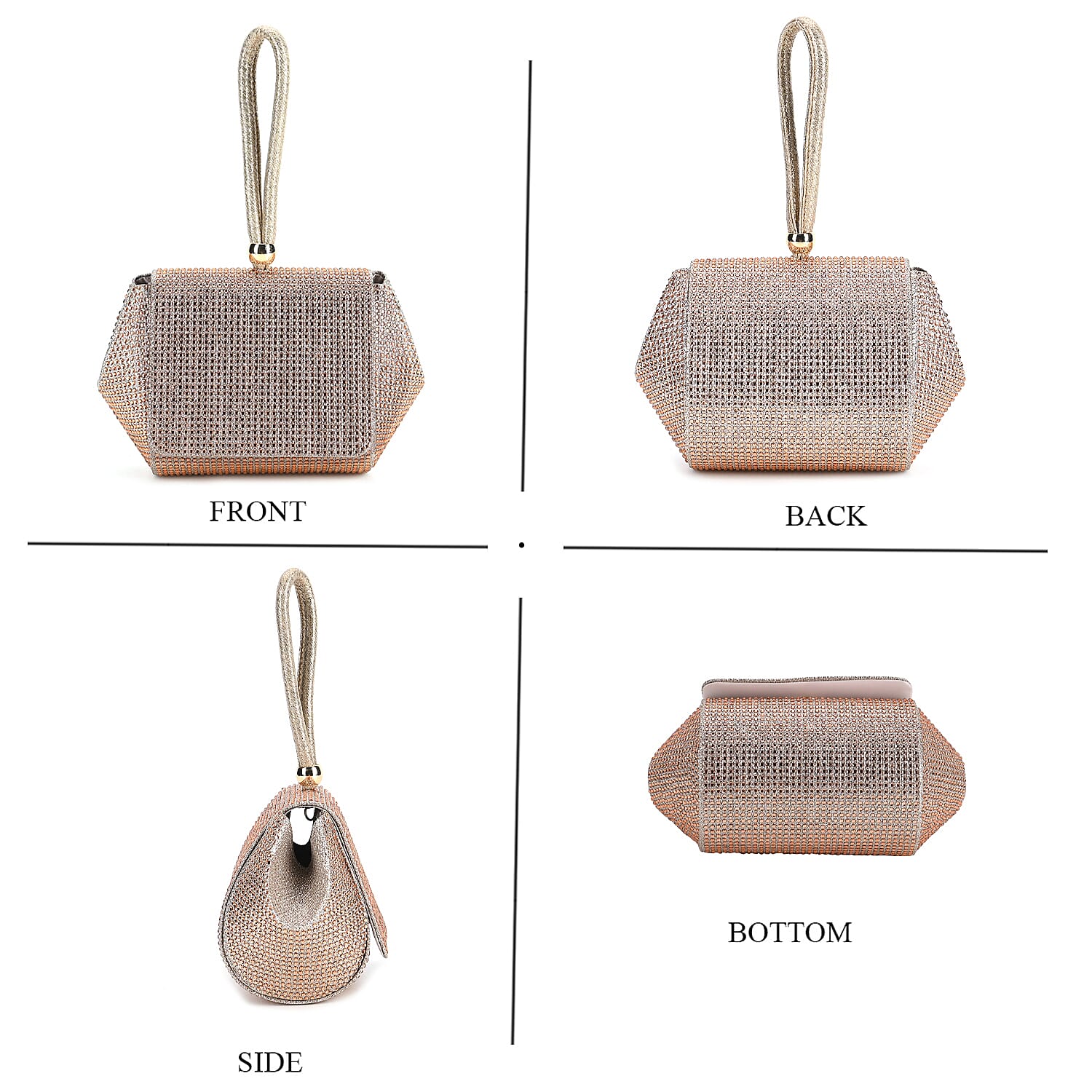 Crystal Clutch Bag - Rose Gold