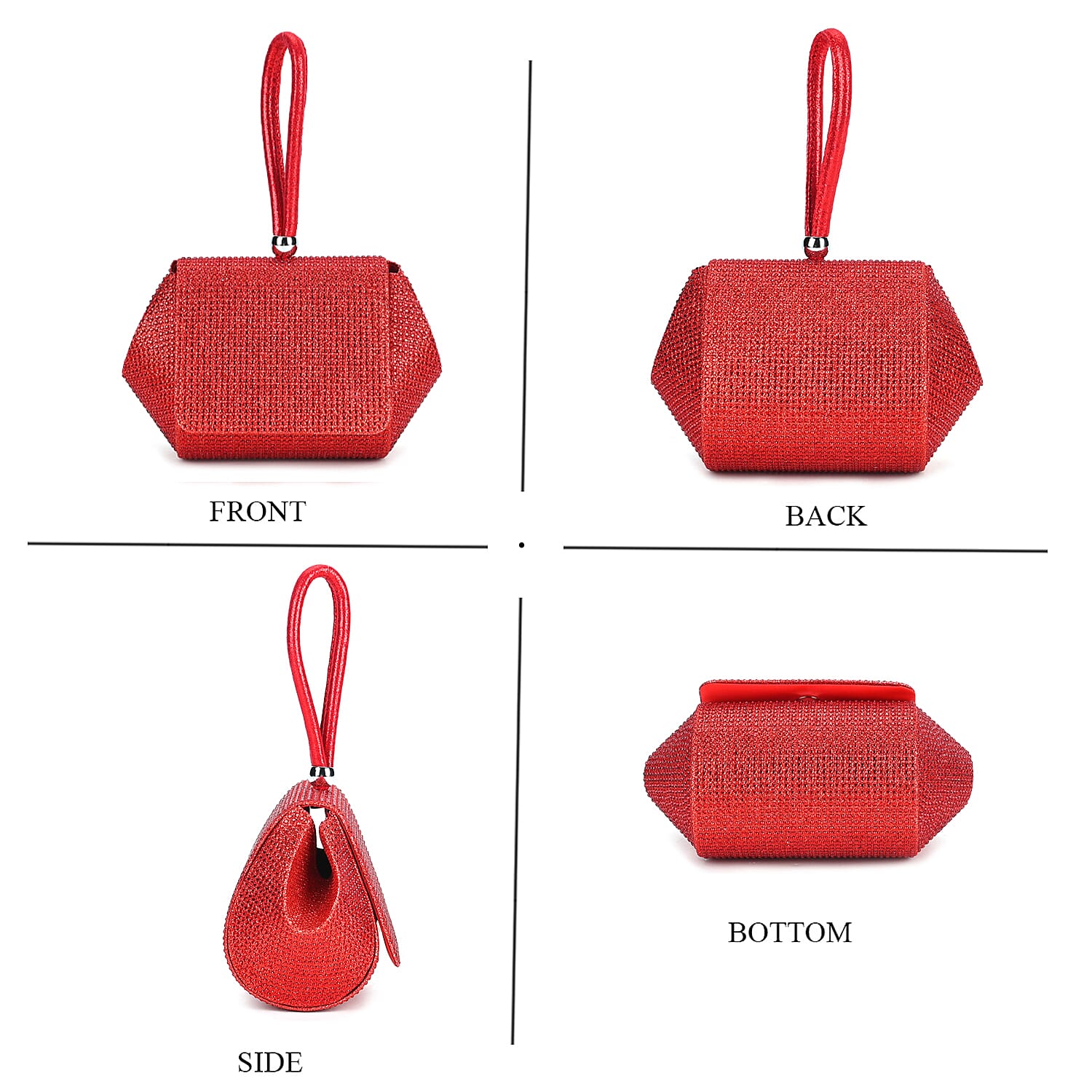 Crystal Clutch Bag -  Red