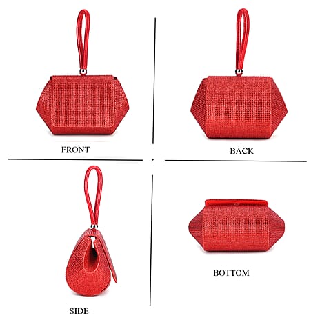 Crystal Clutch Bag -  Red
