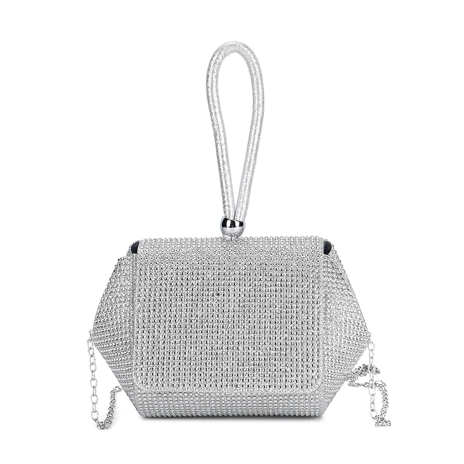 Crystal Clutch Bag -  Silver