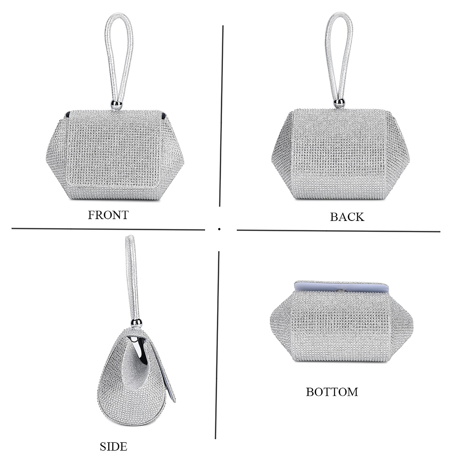 Crystal Clutch Bag -  Silver