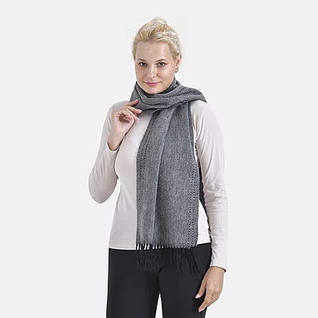 Stylish and Versatile Unisex 100% Wool Scarf - Dark Grey