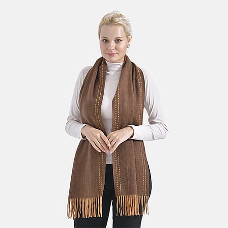 Stylish and Versatile Unisex 100% Wool Scarf - Brown