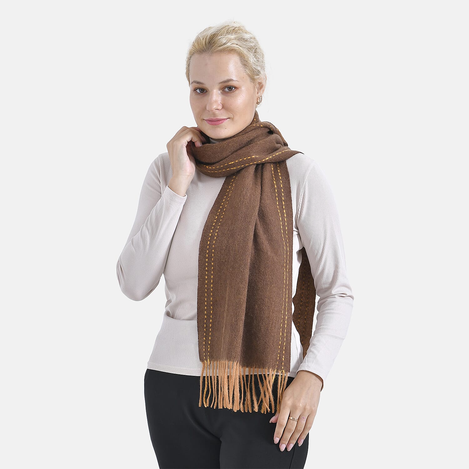 Stylish and Versatile Unisex 100% Wool Scarf - Brown