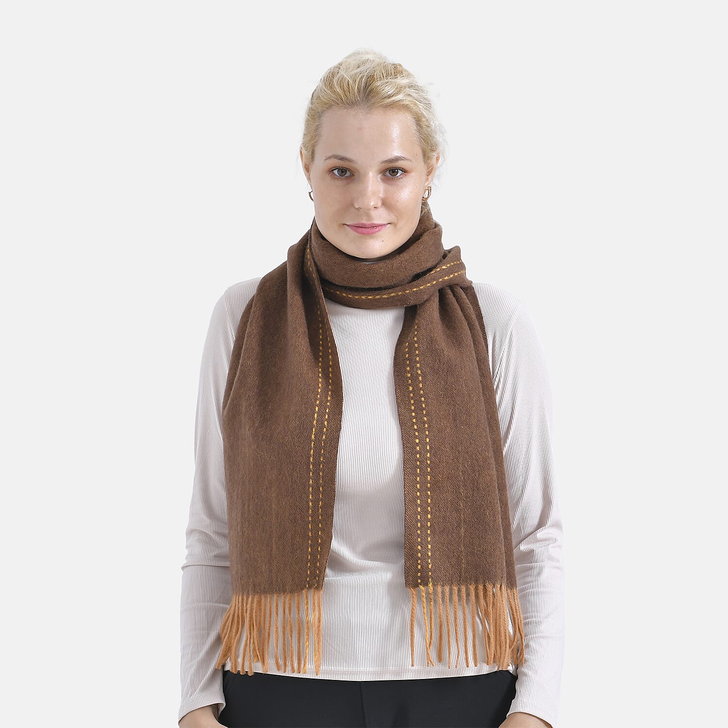 Stylish and Versatile Unisex 100% Wool Scarf - Brown