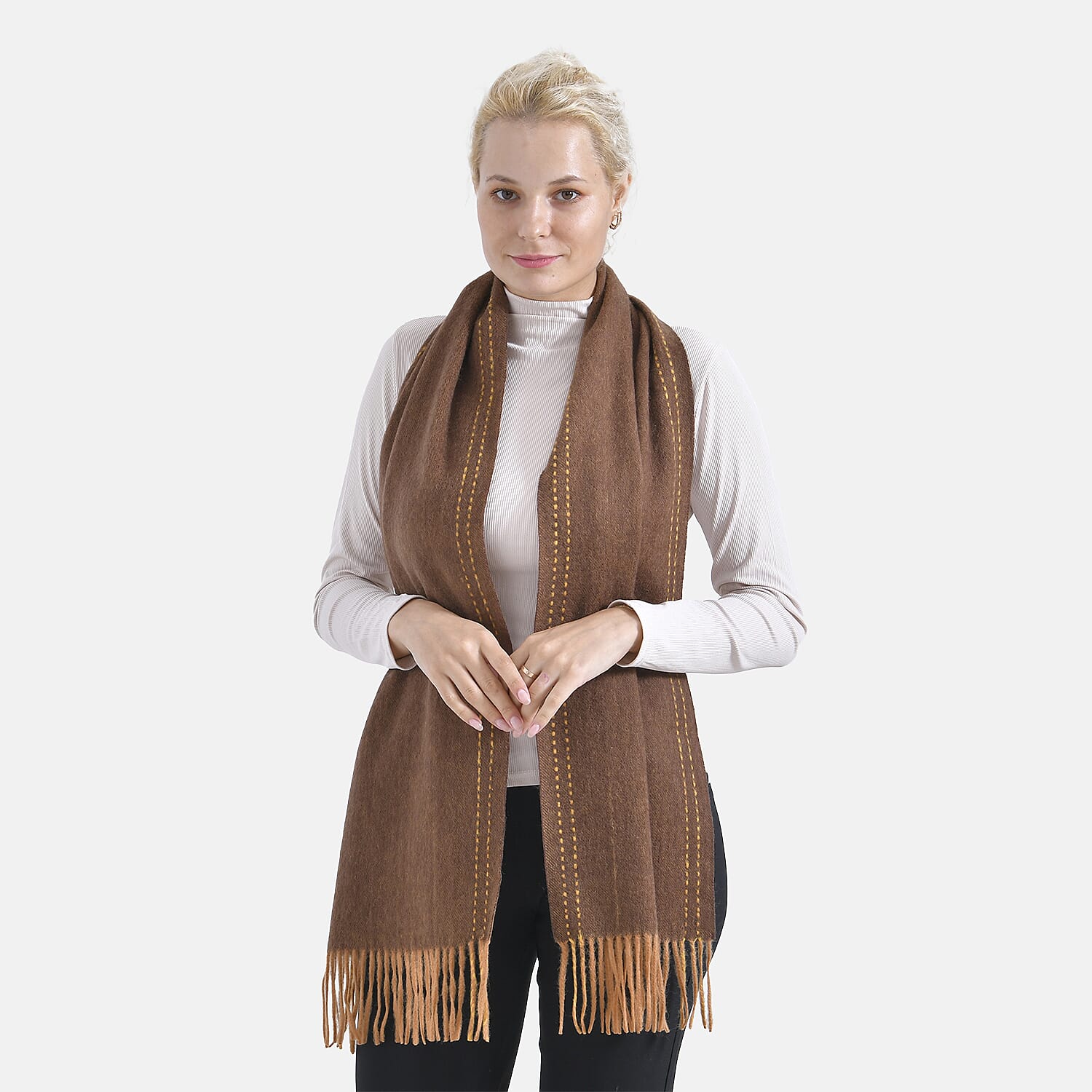 Stylish and Versatile Unisex 100% Wool Scarf - Brown
