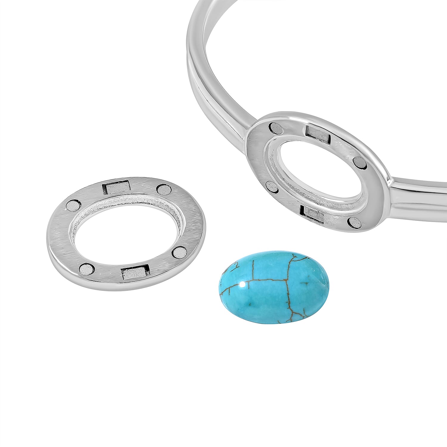 One Time Closeout Deal - Set Of 7 Stones - Interchangeable Multi Gemstone Cuff Bangle (Size - 7) 59.50 Ct.