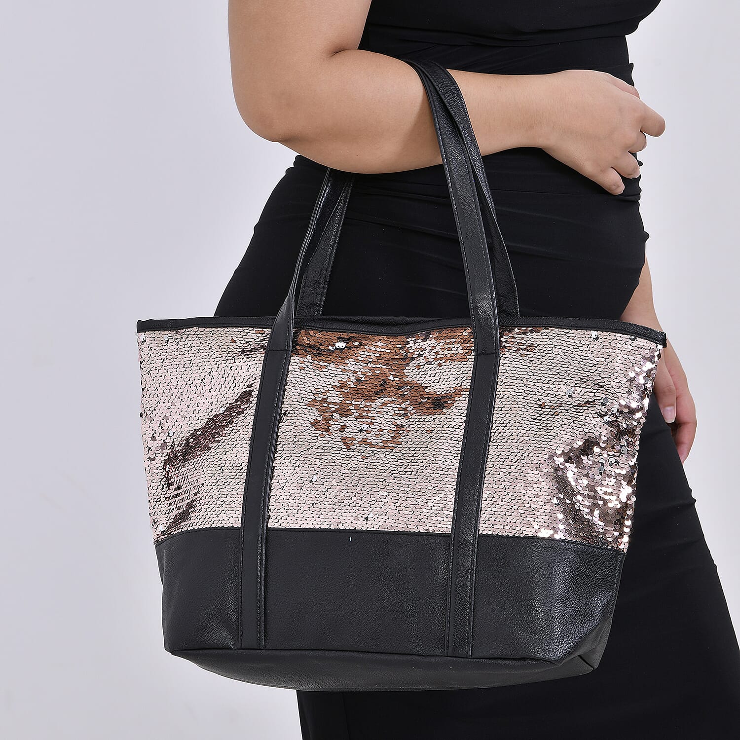 Sequin Tote Bag (Size 45x14x29 cm) - Champagne