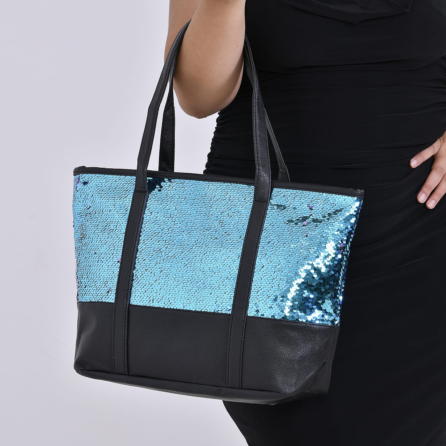 Sequin Tote Bag (Size 45x14x29 cm) - Teal