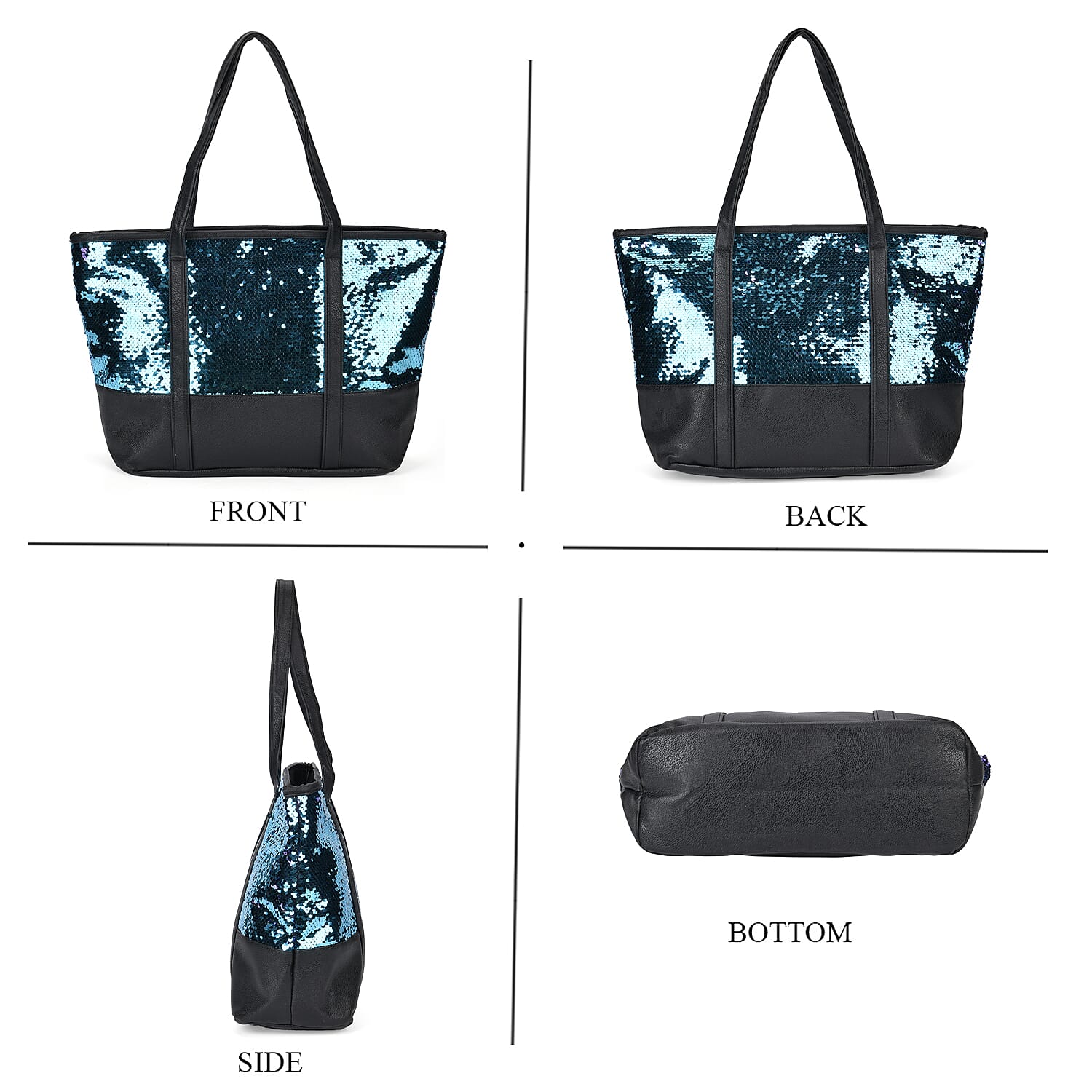 Sequin Tote Bag (Size 45x14x29 cm) - Teal