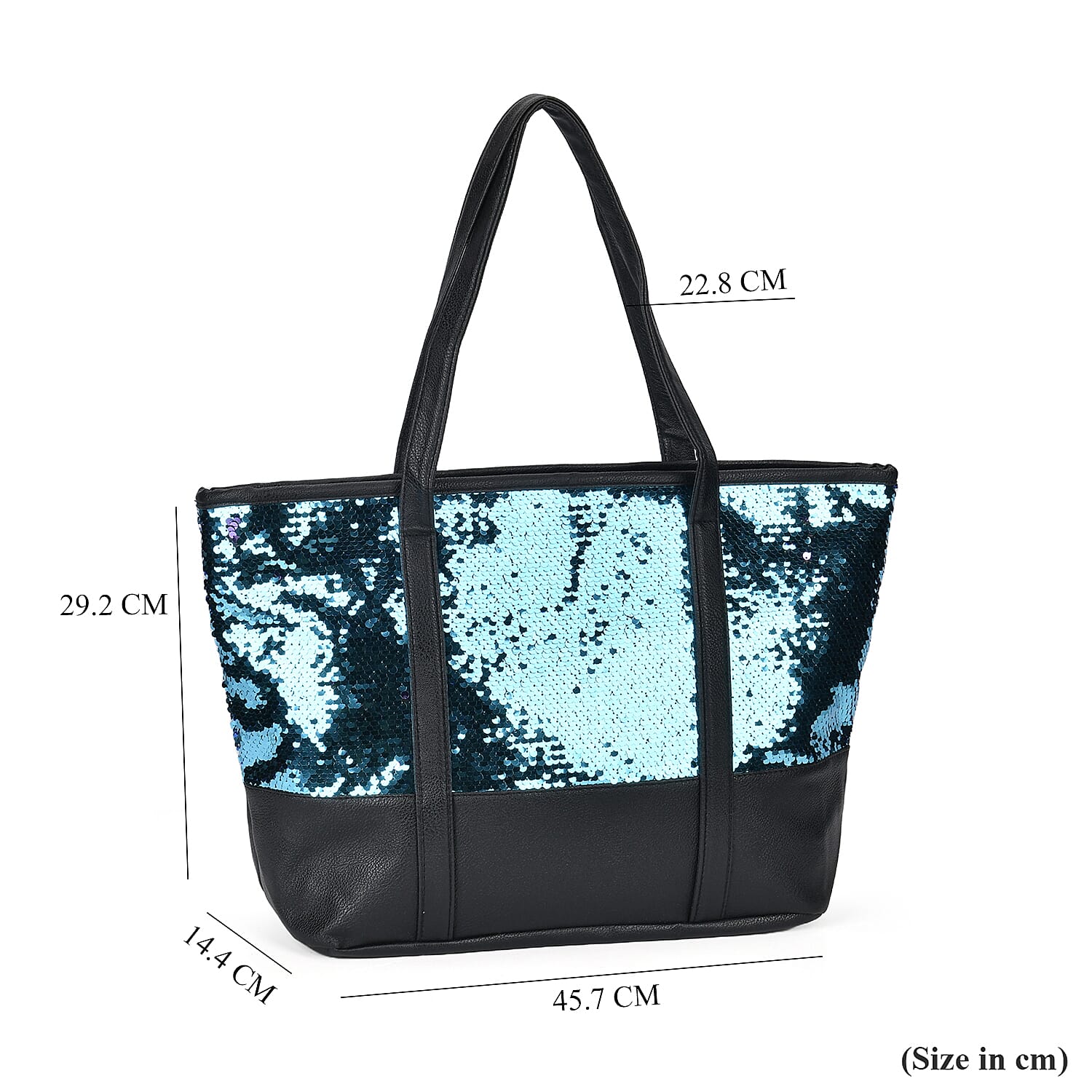 Sequin Tote Bag (Size 45x14x29 cm) - Teal