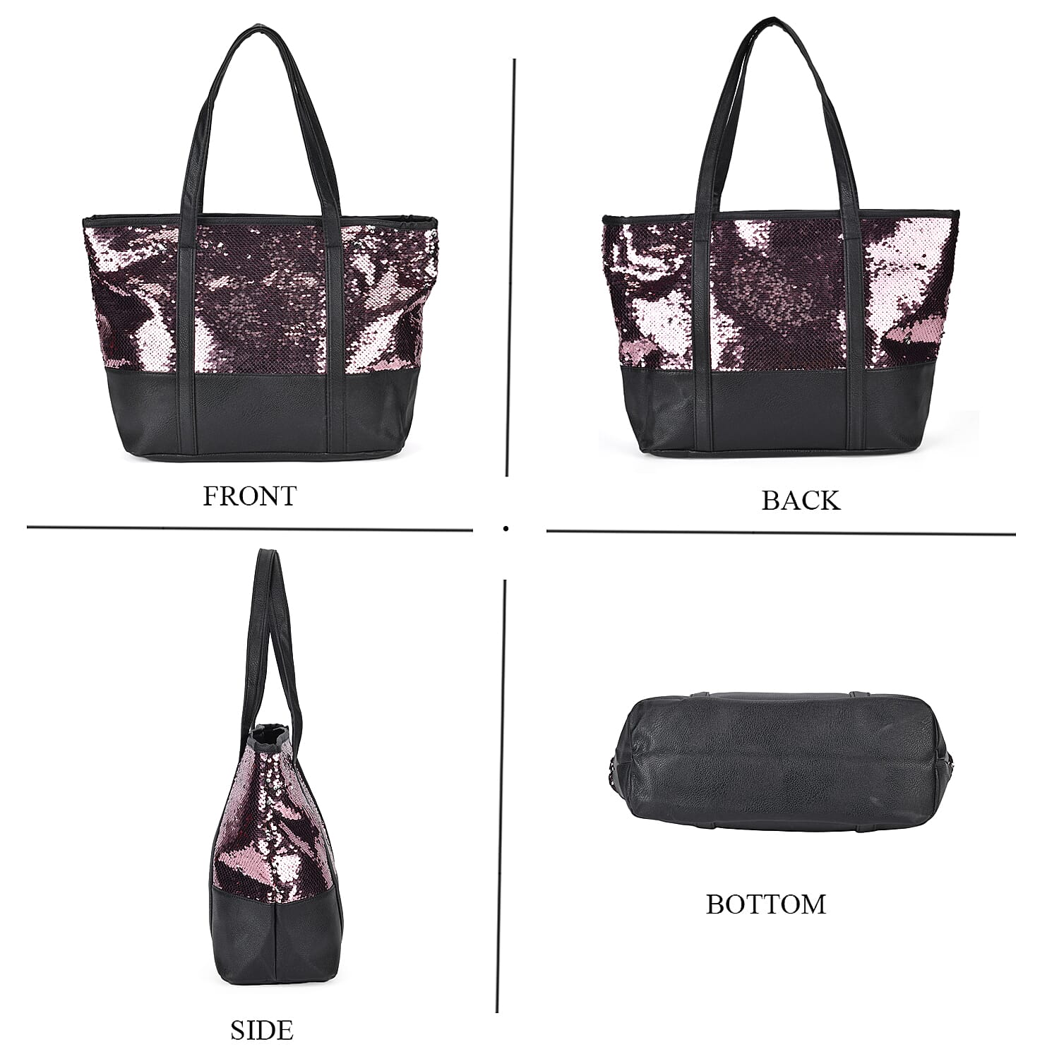 Sequin Tote Bag (Size 45x14x29 cm) - Pink