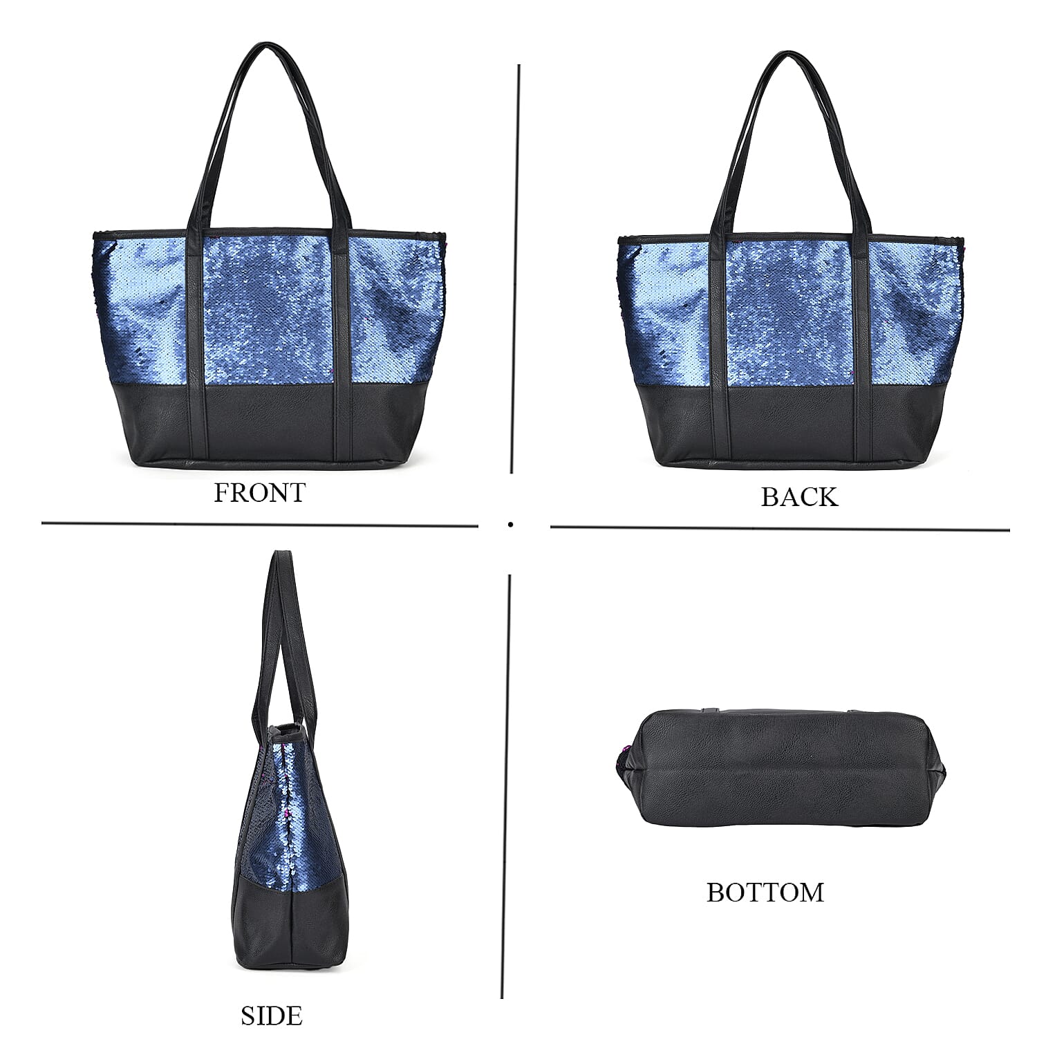 Sequin Tote Bag (Size 45x14x29 cm) - Blue