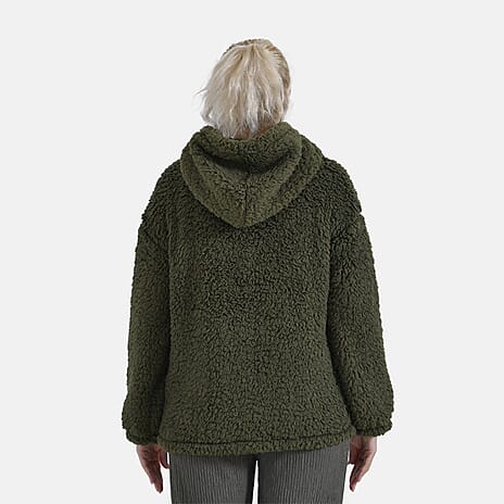 La Marey Plush Hoodie with Button (Size L) - Green