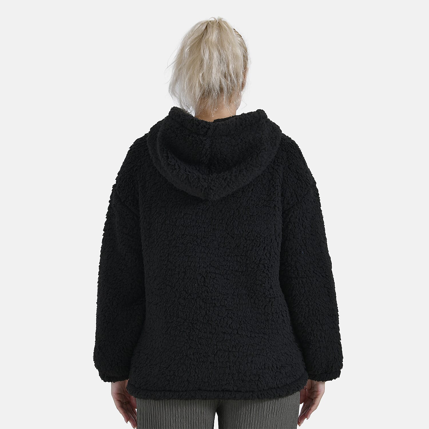 La Marey Plush Hoodie with Button