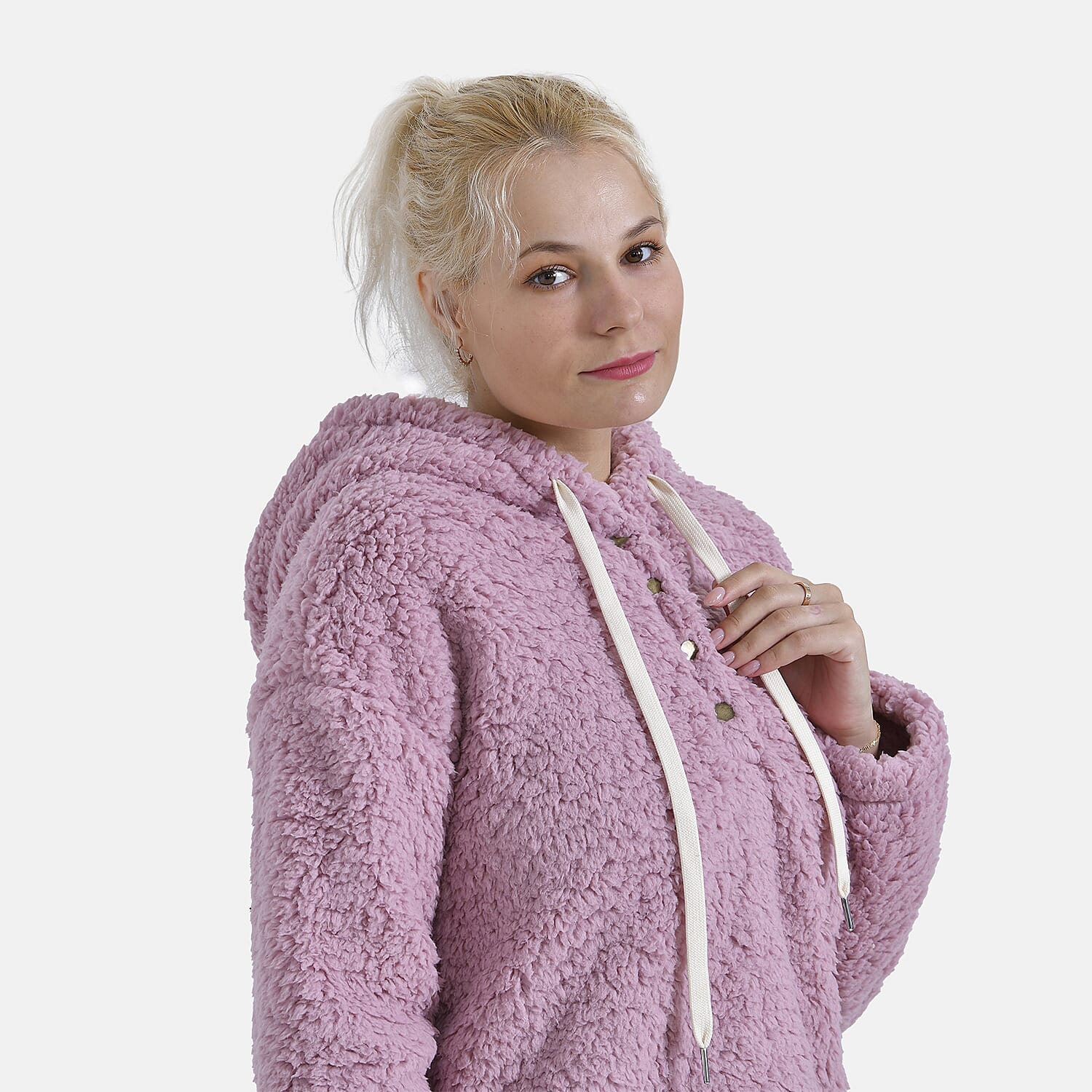 La Marey Plush Hoodie with Button