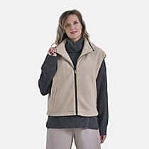 La Marey Plush Vest With Zipper (Size 16 to 22) - Beige