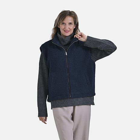 La Marey Plush Vest With Zipper (Size 16 to 22)- Navy