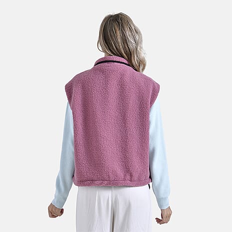 - Maisi Plush Zipper Gilet (Size S-M) - Pink
