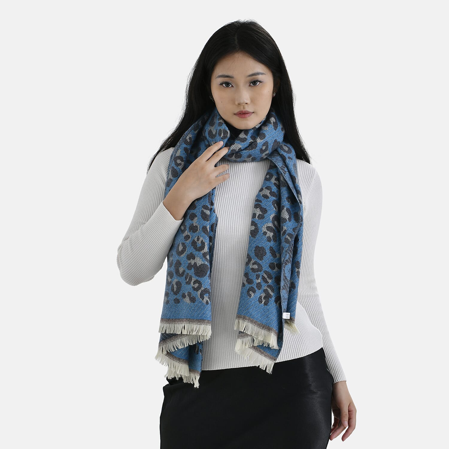 Closeout Deal Super Soft Leopard Print Shawl - Blue