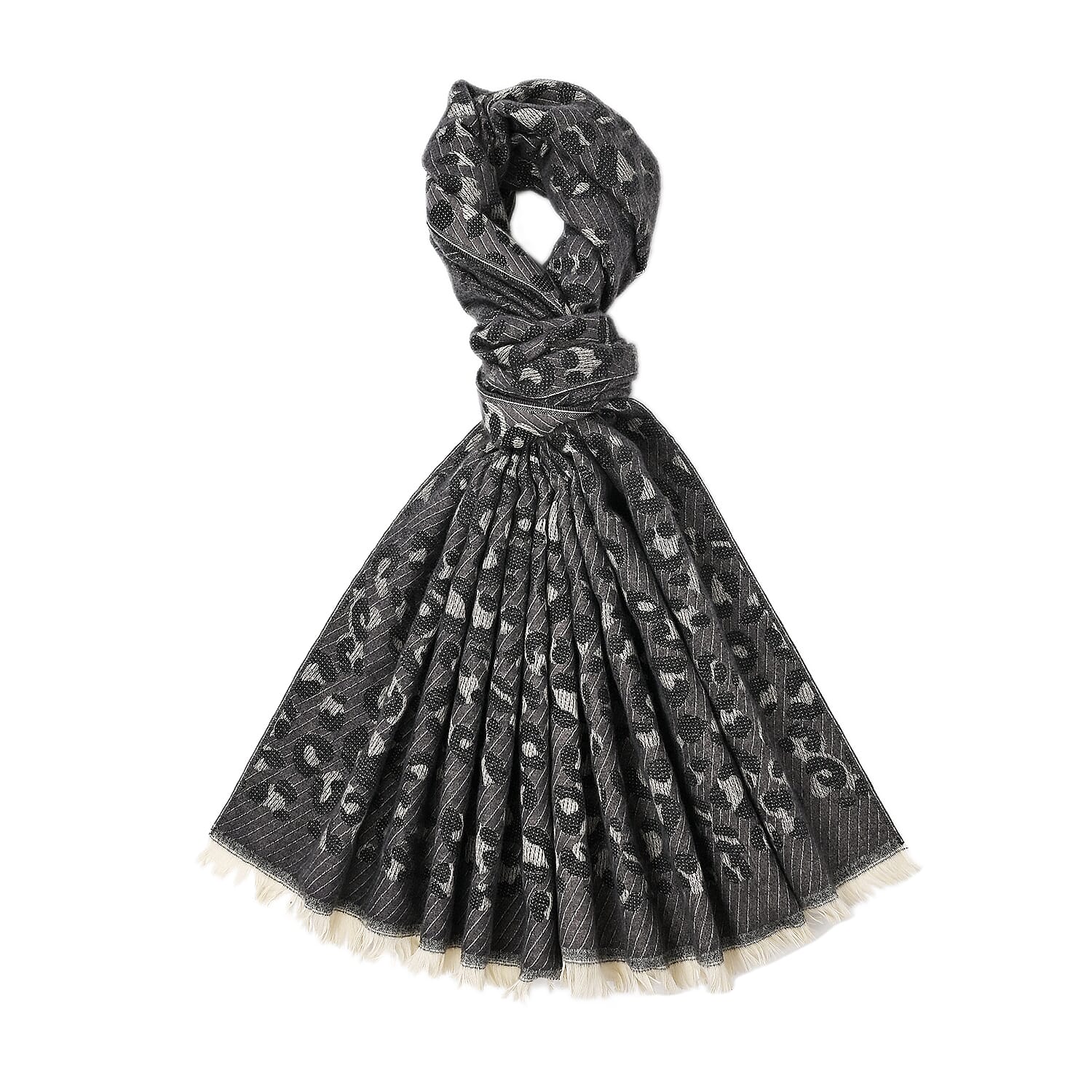 Closeout Deal Super Soft Leopard Print Shawl - Dark Grey