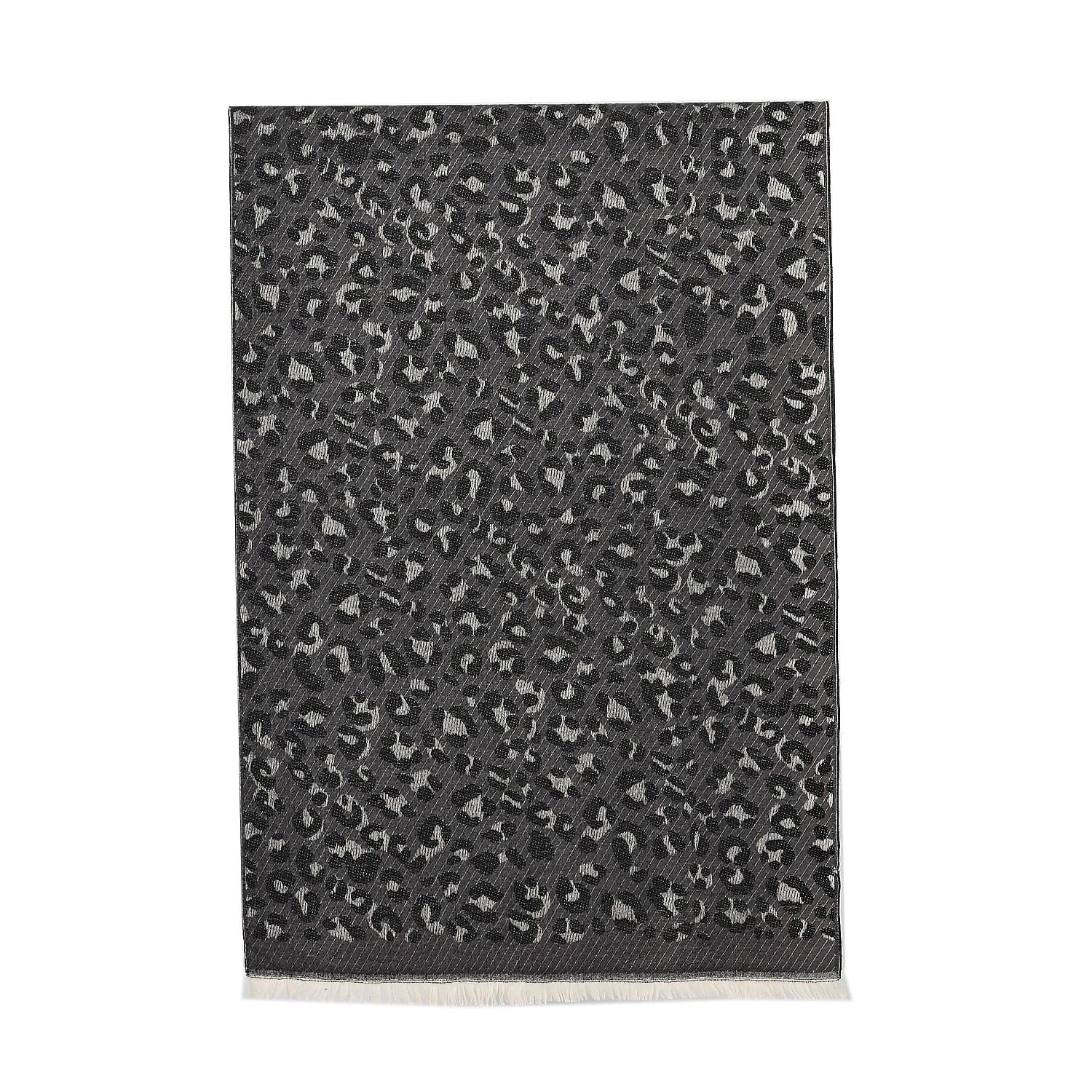 Closeout Deal Super Soft Leopard Print Shawl - Dark Grey