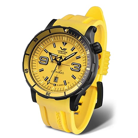 VOSTOK EUROPE  Automatic Movt. 30ATM WR Mens Watch with Yellow Strap