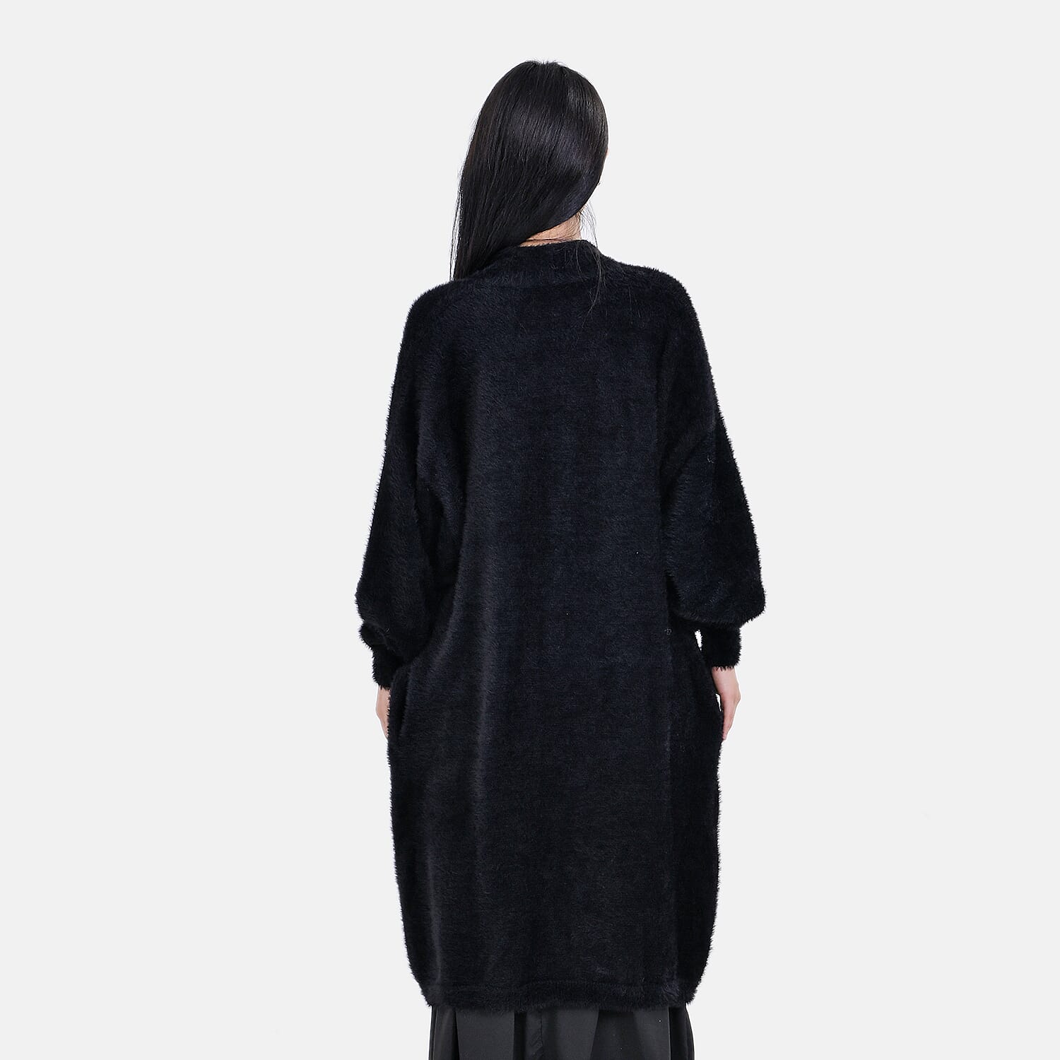 La Marey- Alpaca Like Super Soft Longline Cardigan - Black