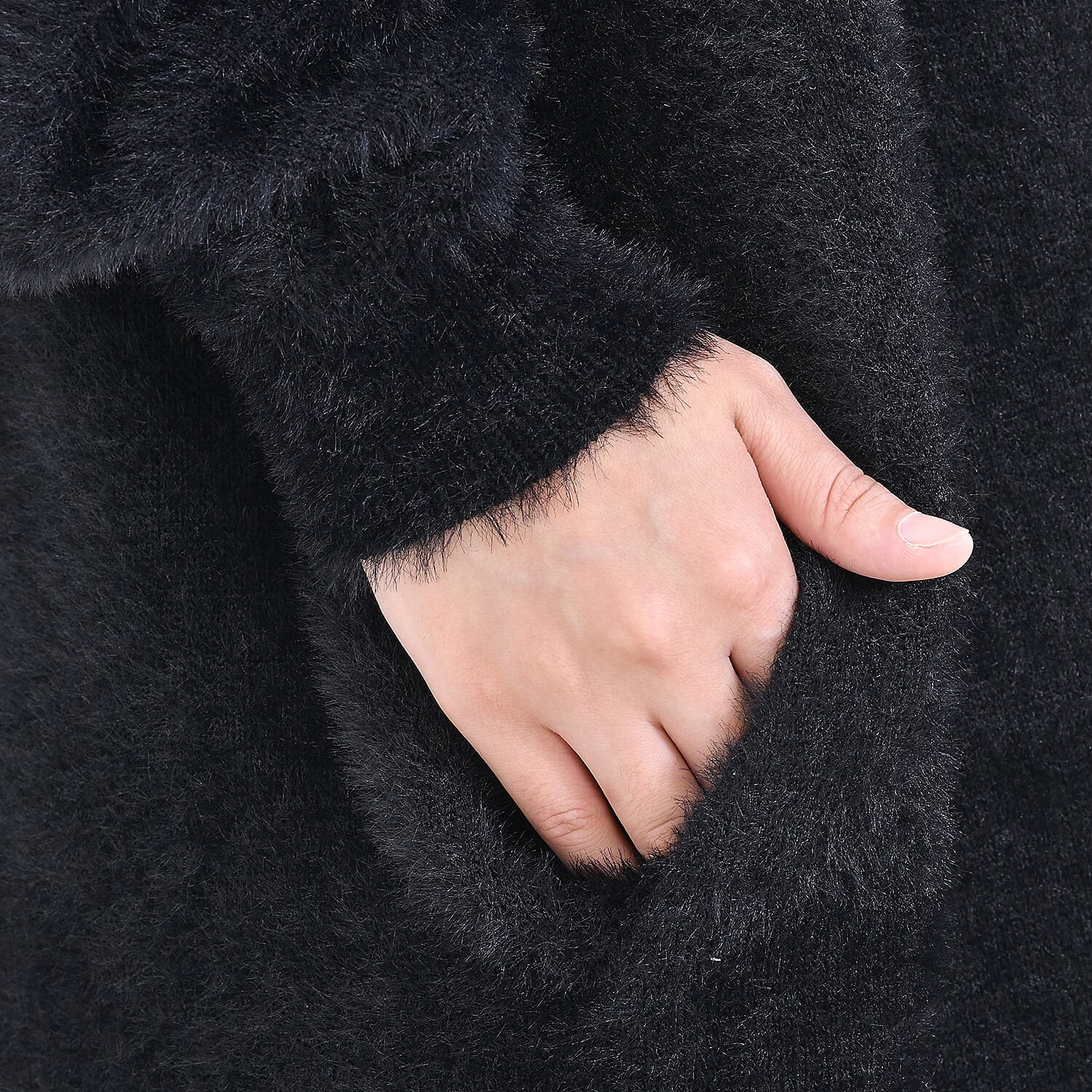 La Marey- Alpaca Like Super Soft Longline Cardigan - Black