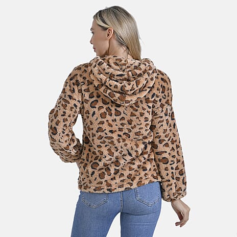 La Marey Plush Hoodie with Buttons (Size 12 to 14) - Brown