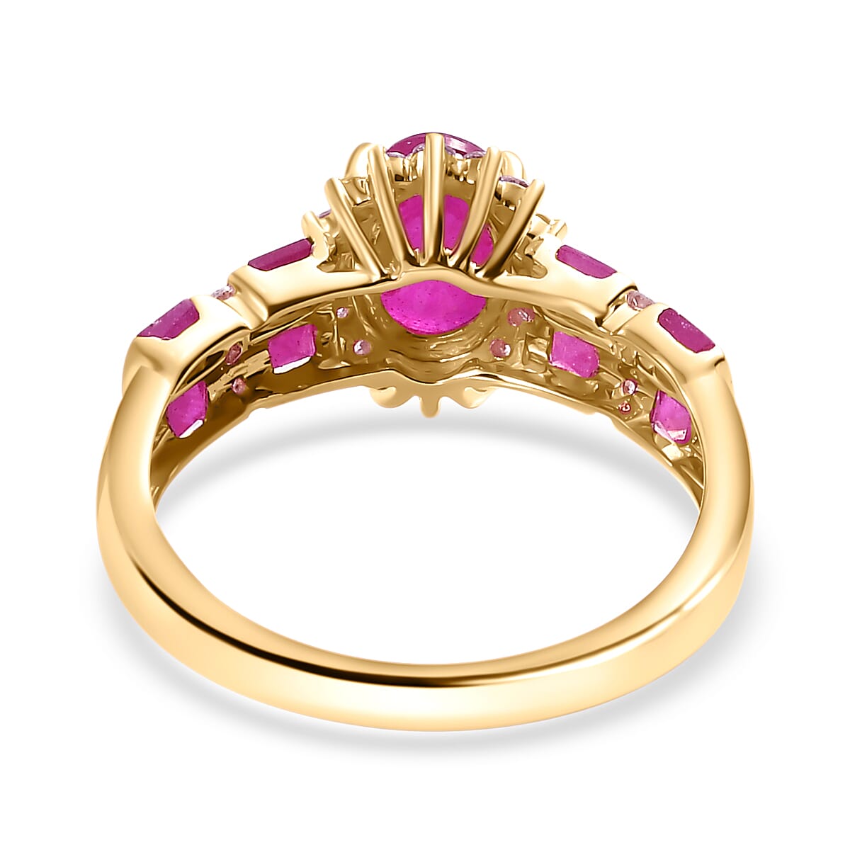 9K Yellow Gold AA African Ruby & Moissanite Ring 2.23 Ct.