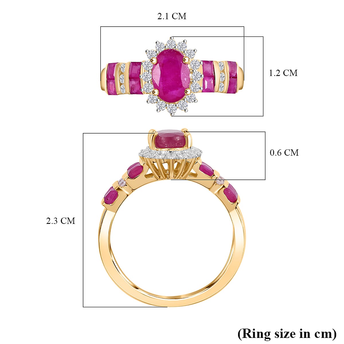9K Yellow Gold AA African Ruby & Moissanite Ring 2.23 Ct.