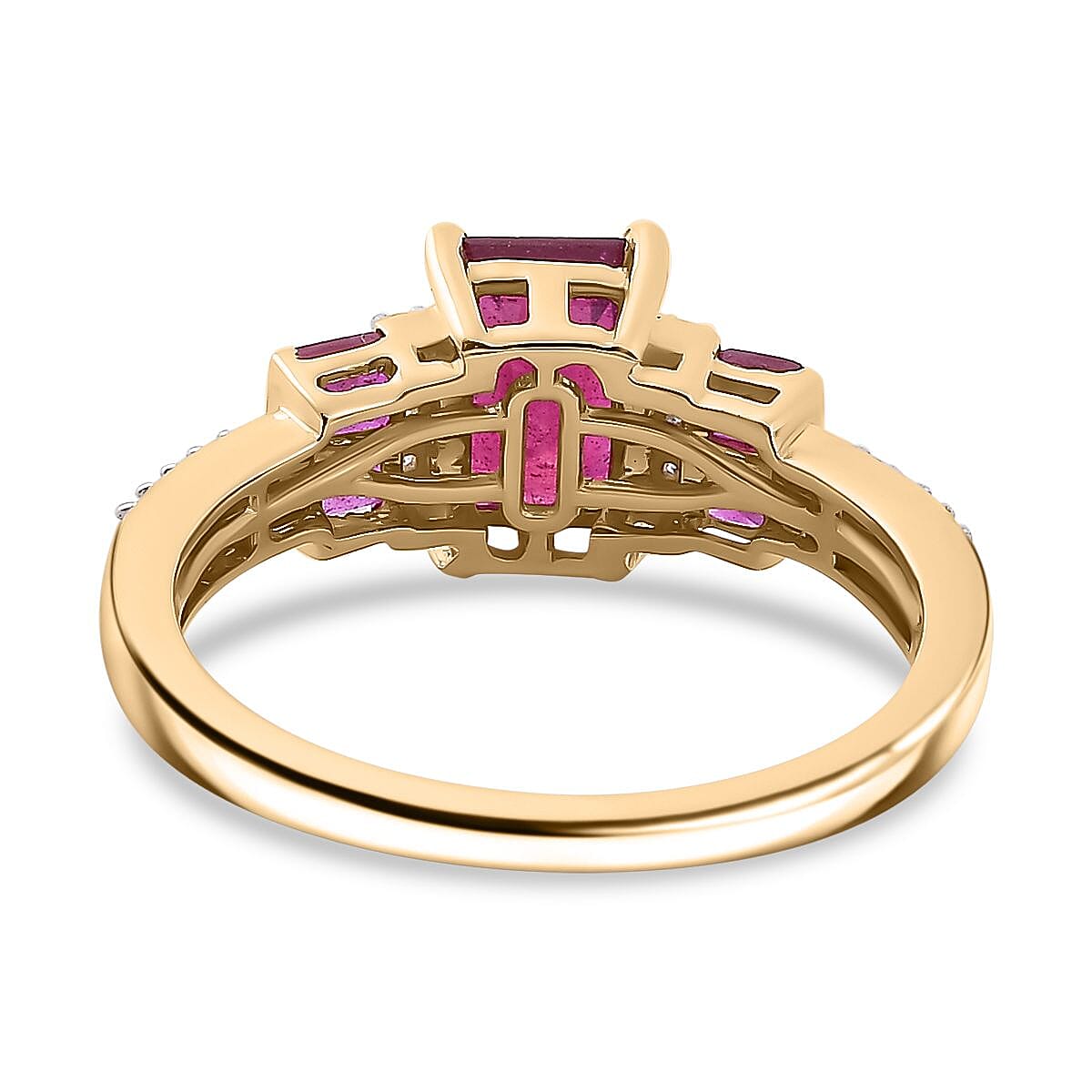 9K Yellow Gold African Ruby & Moissanite Ring 2.07 Ct.