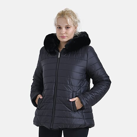 La Marey Reversible Coat with Hood (Size L) - Black